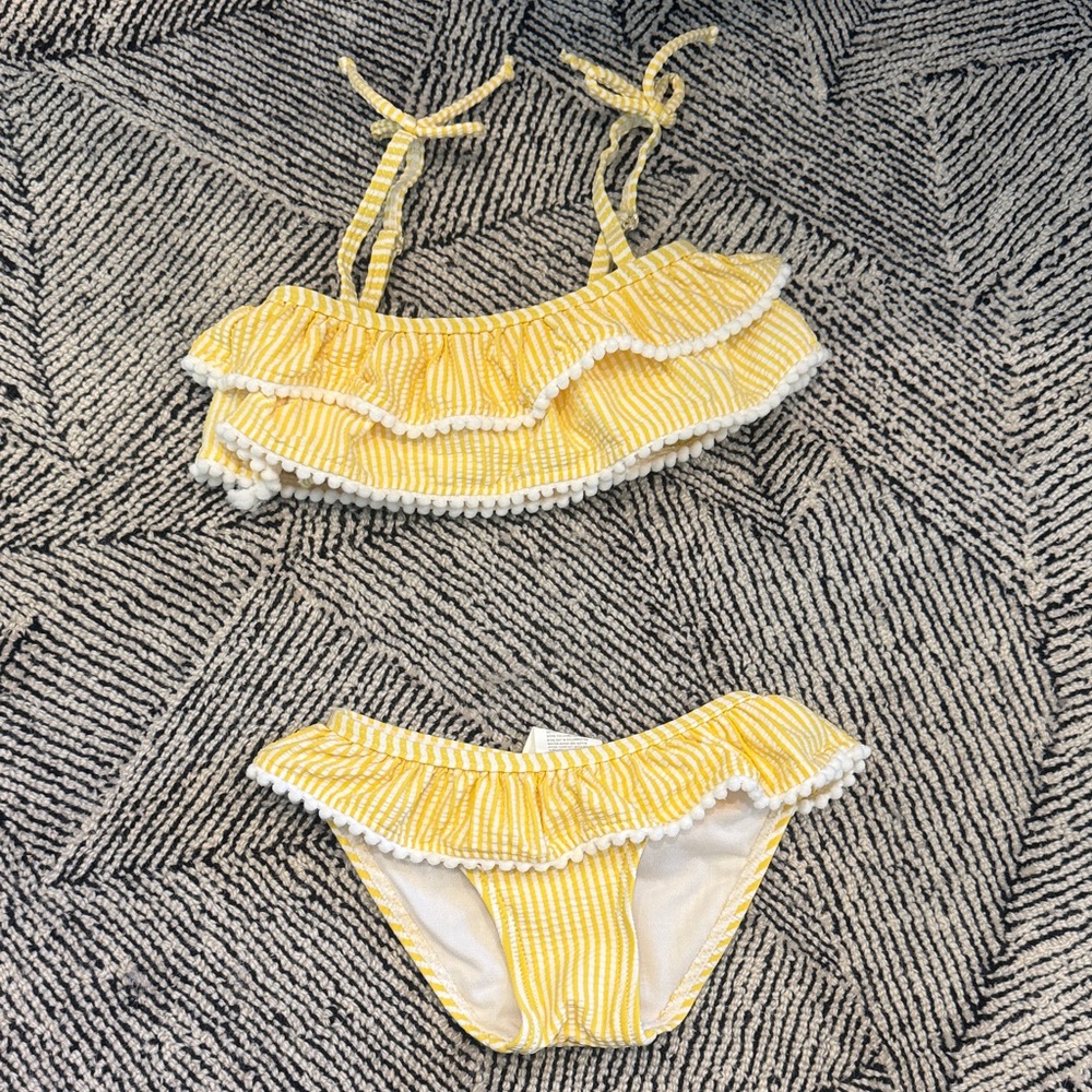 Snapper Rock Yellow Striped Kids Bikini